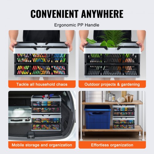 Collapsible Shopping Basket 3 Pack 25L Plastic Foldable Storage Crate