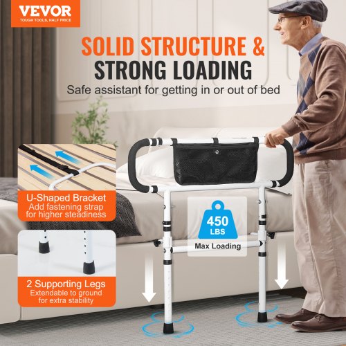 Bed Rails for Elderly Adults 180° Foldable Bed Rails for Seniors 450LBS