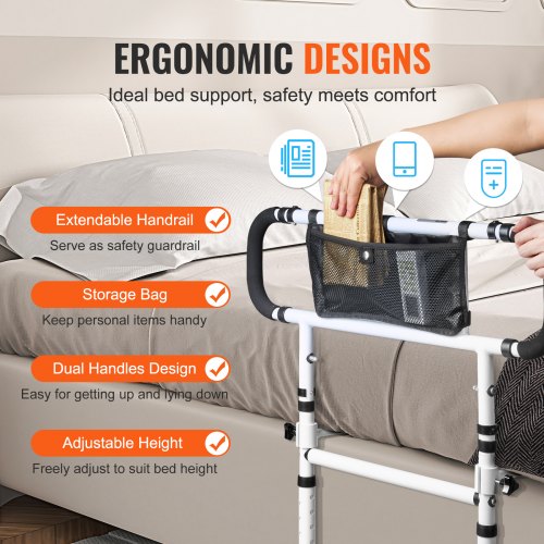 Bed Rails for Elderly Adults 180° Foldable Bed Rails for Seniors 450LBS
