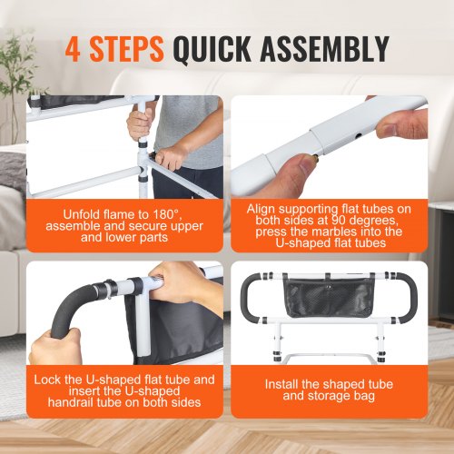 Bed Rails for Elderly Adults 180° Foldable Bed Rails for Seniors 450LBS