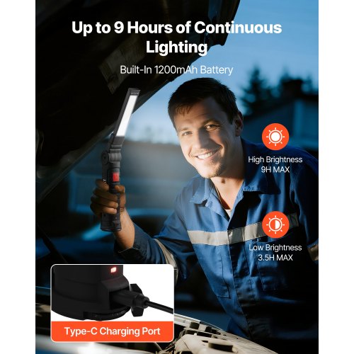 Rechargeable LED Work Light 1200 mAh Magnetic Mechanic Flashlight with Magnetic