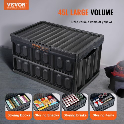 Collapsible Storage Bins with Lids 45L 3 Packs Folding Plastic Stackable