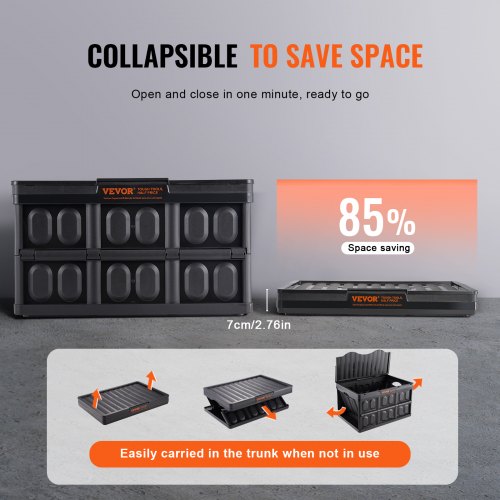 Collapsible Storage Bins with Lids 45L 3 Packs Folding Plastic Stackable