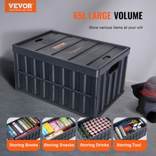 Collapsible Storage Bins with Lids 65L 3 Packs Folding Plastic Stackable