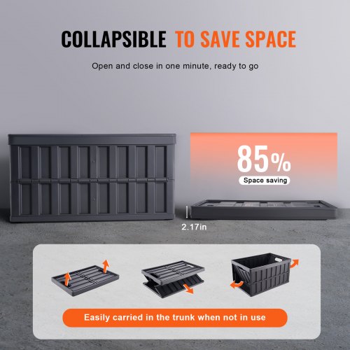 Collapsible Storage Bins with Lids 65L 3 Packs Folding Plastic Stackable