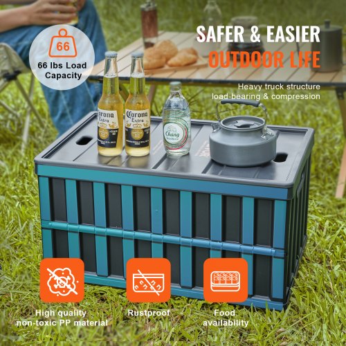 Collapsible Storage Bins with Lids 65L 3 Packs Folding Plastic Stackable