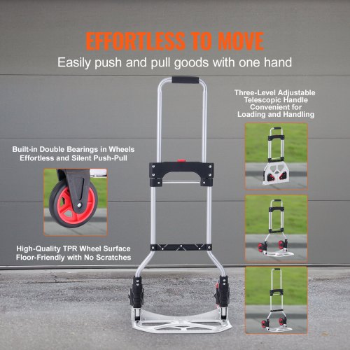 Folding Hand Truck and Dolly 176 lbs Capacity Aluminum Foldable Cart