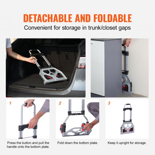 Folding Hand Truck and Dolly 176 lbs Capacity Aluminum Foldable Cart