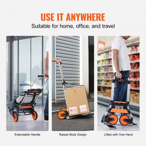Folding Hand Truck 275 lbs Load Capacity Aluminum Portable Cart