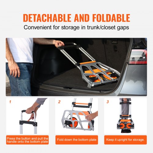 Folding Hand Truck 275 lbs Load Capacity Aluminum Portable Cart