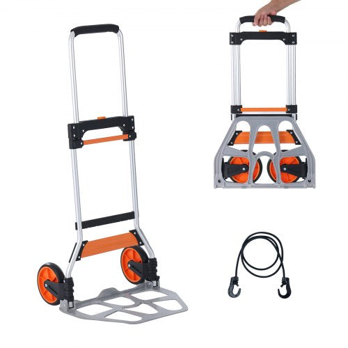 Folding Hand Truck 275 lbs Load Capacity Aluminum Portable Cart