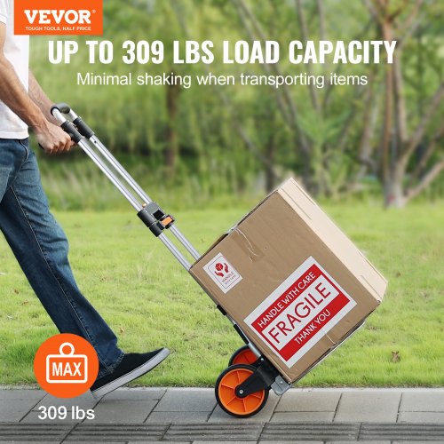 Folding Hand Truck 309 lbs Load Capacity Aluminum Portable Cart