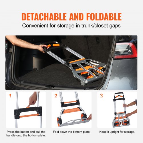 Folding Hand Truck 309 lbs Load Capacity Aluminum Portable Cart