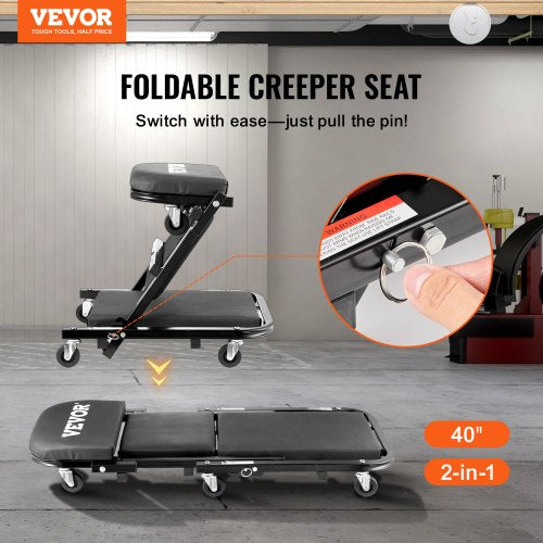 Foldable Z Garage Creeper 40 in 450 lbs Load Capacity Rolling Folding