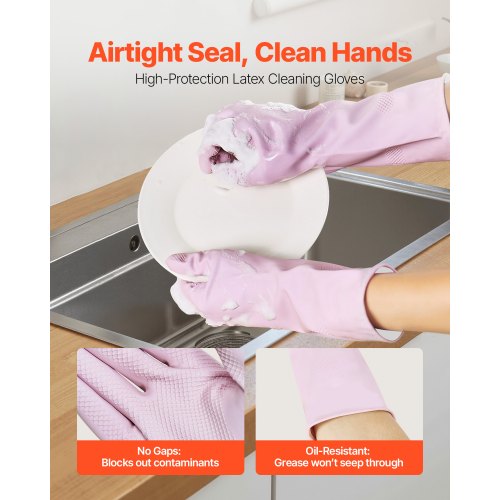 Reusable Dishwashing Gloves 2 Pairs Colorful Reusable Household Kitchen 1