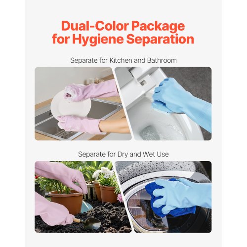 Reusable Dishwashing Gloves 2 Pairs Colorful Reusable Household Kitchen 1