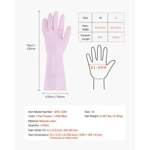 Reusable Dishwashing Gloves 2 Pairs Colorful Reusable Household Kitchen 1