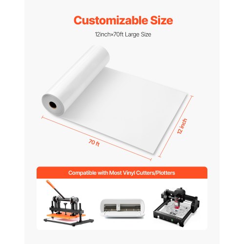 Heat Transfer Vinyl 12 in x 70 ft Glossy White HTV Iron on Vinyl Roll