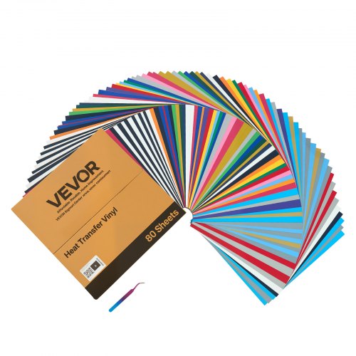 Heat Transfer Vinyl 80 Pack 12 x 12 in Assorted Colors HTV Iron on Vinyl