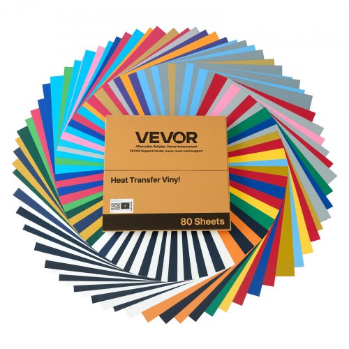 Heat Transfer Vinyl 80 Pack 12 x 12 in Assorted Colors HTV Iron on Vinyl