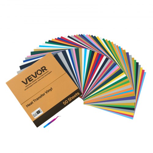 Heat Transfer Vinyl 50 Pack 12 x 12 in Assorted Colors HTV Iron on Vinyl