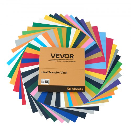 Heat Transfer Vinyl 50 Pack 12 x 12 in Assorted Colors HTV Iron on Vinyl