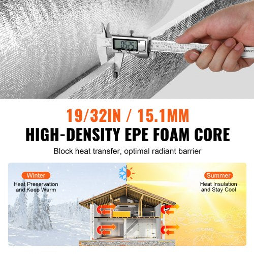 Double Reflective Insulation Roll Foam Core Radiant Barrier 15.1mm 48 in x