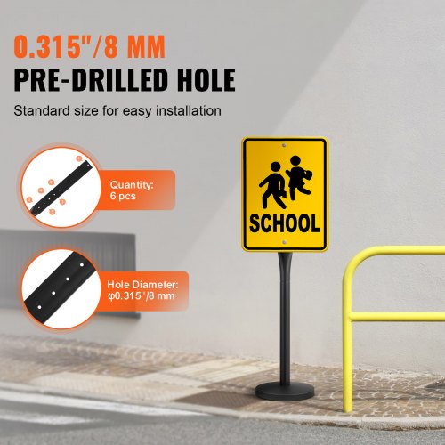 Cast Iron Sign Post 4 ft Portable Heavy Duty Steel Post Sign Holder with Hard