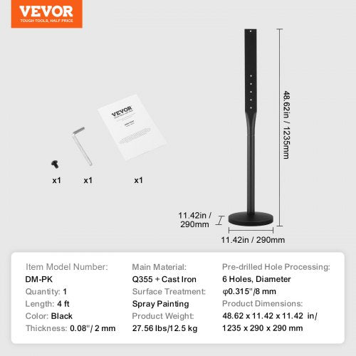 Cast Iron Sign Post 4 ft Portable Heavy Duty Steel Post Sign Holder with Hard