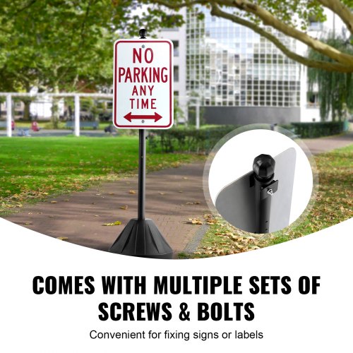Portable Sign Post 5 ft Cast Iron Sign Post Holder with Hard Plastic Base