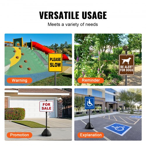 Portable Sign Post 5 ft Cast Iron Sign Post Holder with Hard Plastic Base