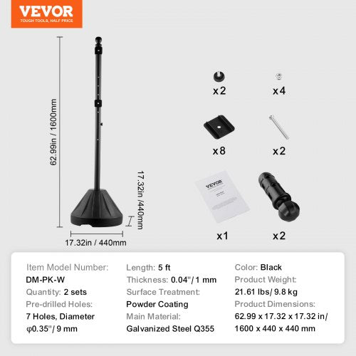 Portable Sign Post 5 ft Cast Iron Sign Post Holder with Hard Plastic Base