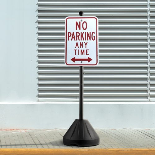 Portable Sign Post 5 ft Cast Iron Sign Post Holder with Hard Plastic Base