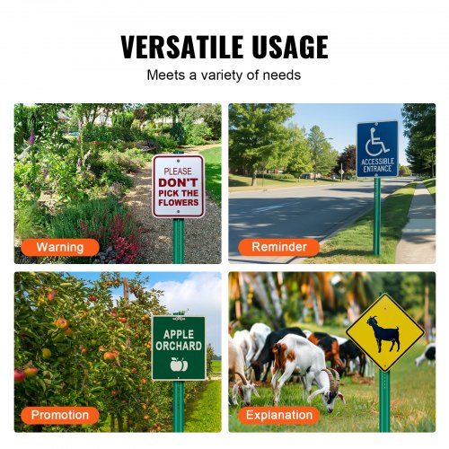 6FT UChannel Sign Post 4Pack Green Heavy Duty Steel Fixed Fence Post