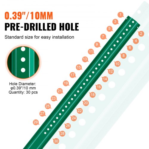 8FT UChannel Sign Post 4Pack Green Heavy Duty Steel Fixed Fence Post