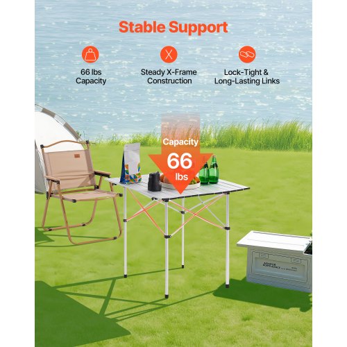 Folding Camping Table Portable Roll Up Side Tables Small Lightweight