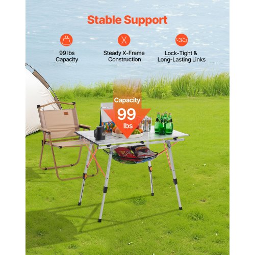 Folding Camping Table Portable Roll Up Side Tables Lightweight Aluminum