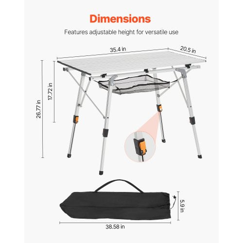 Folding Camping Table Portable Roll Up Side Tables Lightweight Aluminum