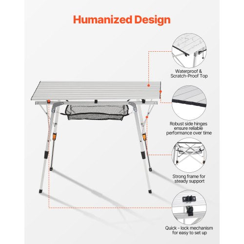 Folding Camping Table Portable Roll Up Side Tables Lightweight Aluminum