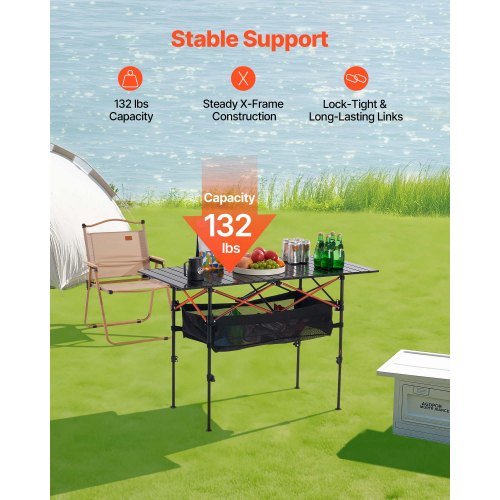 Folding Camping Table Portable Roll Up Side Tables Lightweight Aluminum 1