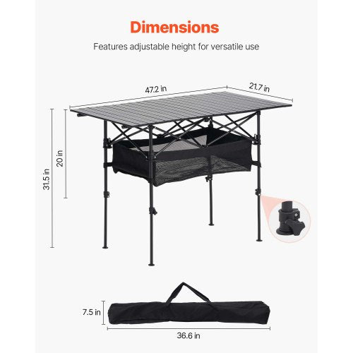 Folding Camping Table Portable Roll Up Side Tables Lightweight Aluminum 1