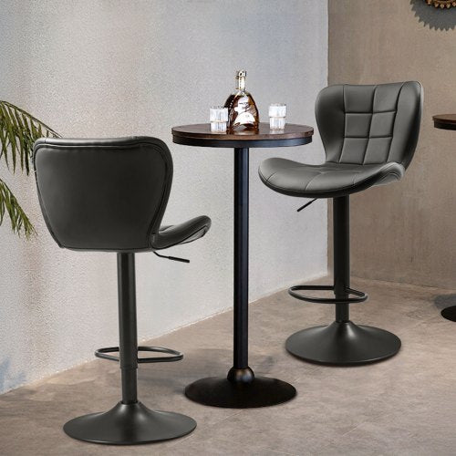 Bar Stool Set of 2 Modern PU Leather Counter Height Stools Swivel Kitchen