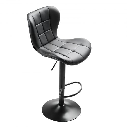Bar Stool Set of 2 Modern PU Leather Counter Height Stools Swivel Kitchen