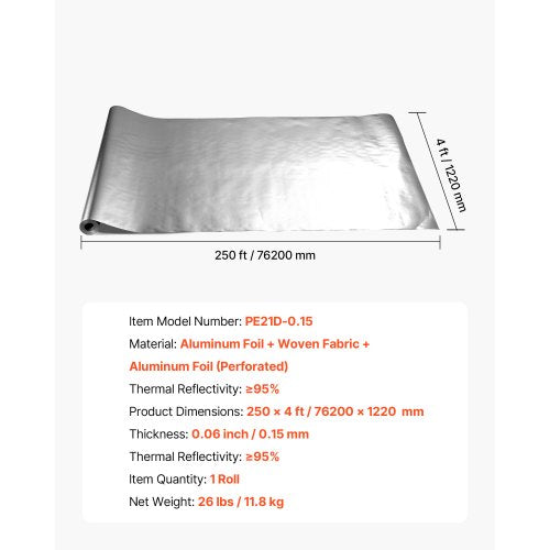 Double Reflective Insulation Roll Perforated Woven Fabric Radiant Barrier