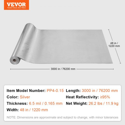 Double Reflective Insulation Roll Woven Fabric Radiant Barrier 65 Mil 48