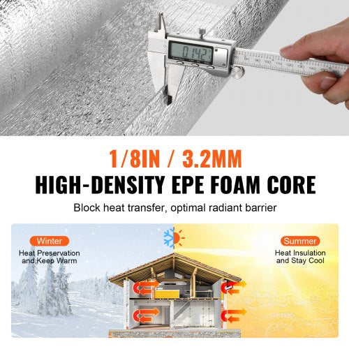 Double Reflective Insulation Roll Foam Core Radiant Barrier 3.2 mm 48 in x