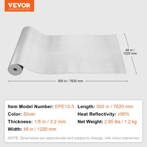 Double Reflective Insulation Roll Foam Core Radiant Barrier 3.2 mm 48 in x 1