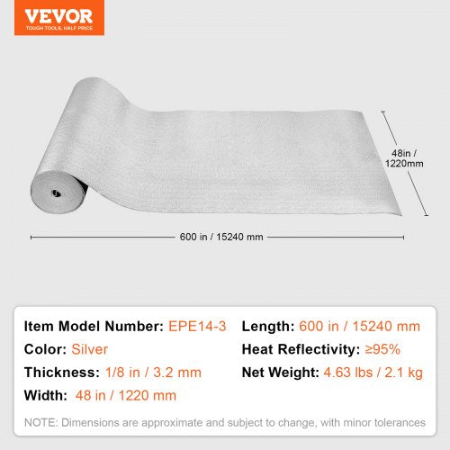 Double Reflective Insulation Roll Foam Core Radiant Barrier 3.2 mm 48 in x