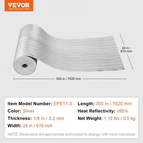Double Reflective Insulation Roll Foam Core Radiant Barrier 3.2 mm 24 in x