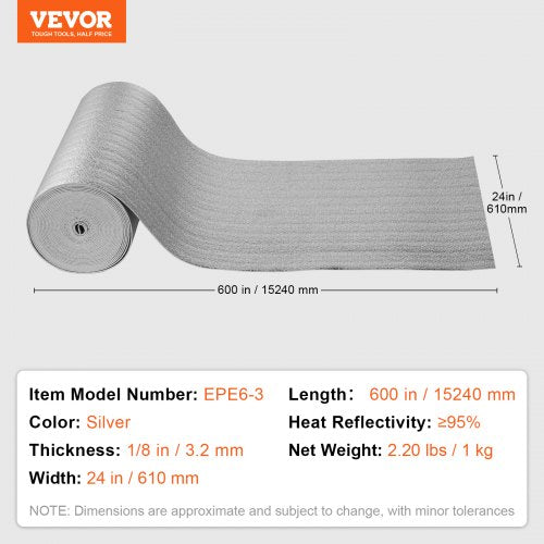 Double Reflective Insulation Roll Foam Core Radiant Barrier 3.2 mm 23.8 in x 50 ft